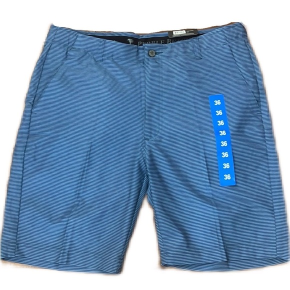 NWT Pebble Beach Men Dry Luxe Performance Blue Stripe Shorts Size 36 - Picture 2 of 10